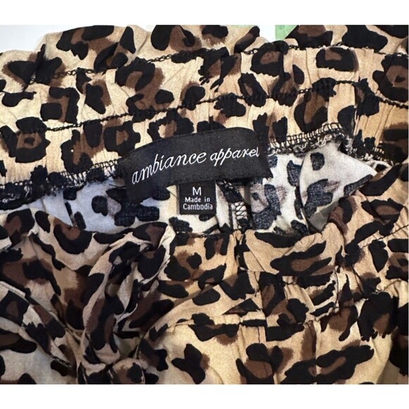 Ambiance Apparel Leopard Print Shorts Women’s Medium Elastic Waist Drawstring - Picture 3 of 6